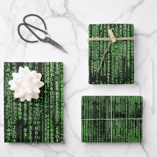 Computer Program Matrix Data Pattern Theme Wrapping Paper Sheets