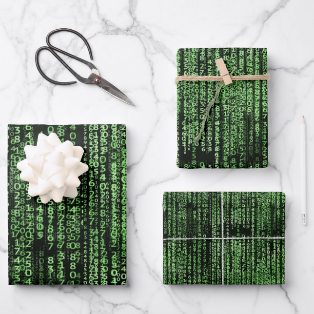 Computer Program Matrix Data  Pattern Theme Wrapping Paper Sheets (Front)