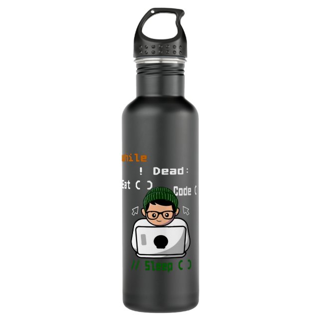 Computer Programmer and Developer Stainless Steel Water Bottle (Front)