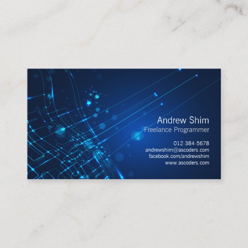 Customizable Computer Programmer Business Card Light Circuits