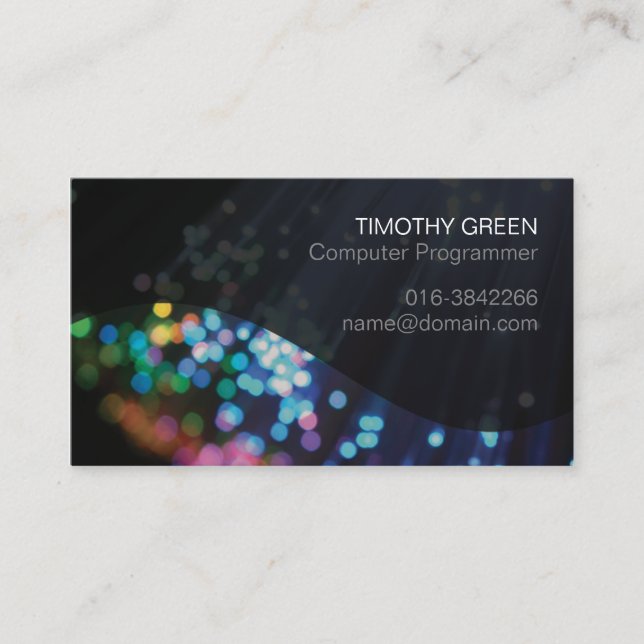 Computer Programmer Colorful Fiber Optic Lights Business Card (Front)