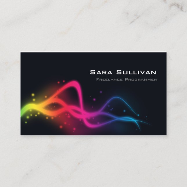Computer Programmer Colorful Light Glow Business Card (Front)