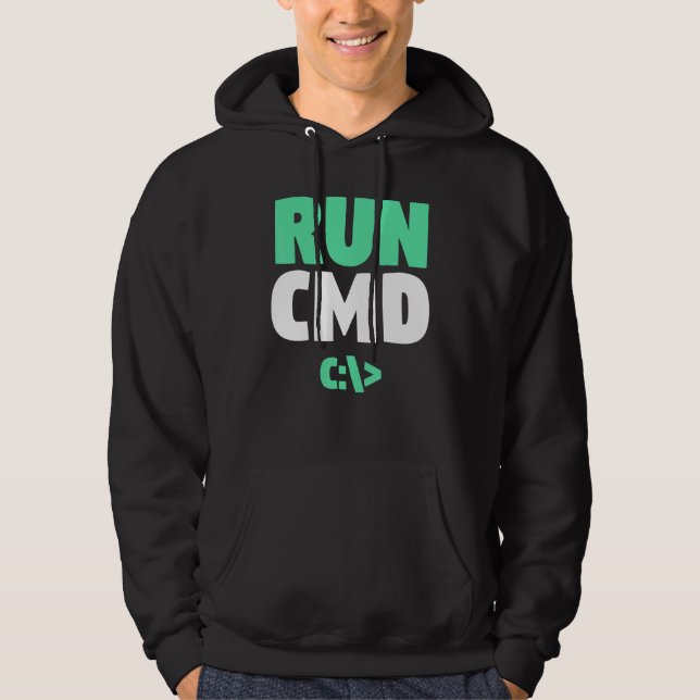Computer Programmer  Command Prompt  Funny Run CMD Hoodie (Front)