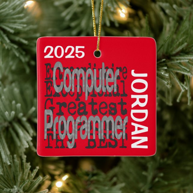 Computer Programmer Extraordinaire CUSTOM Ceramic Ornament (Tree)