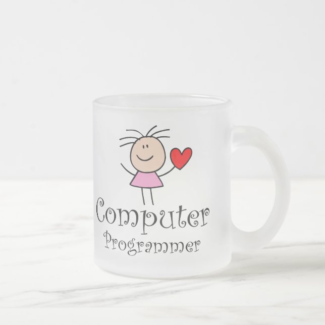 Computer Programmer Frosted Glass Coffee Mug (Right)