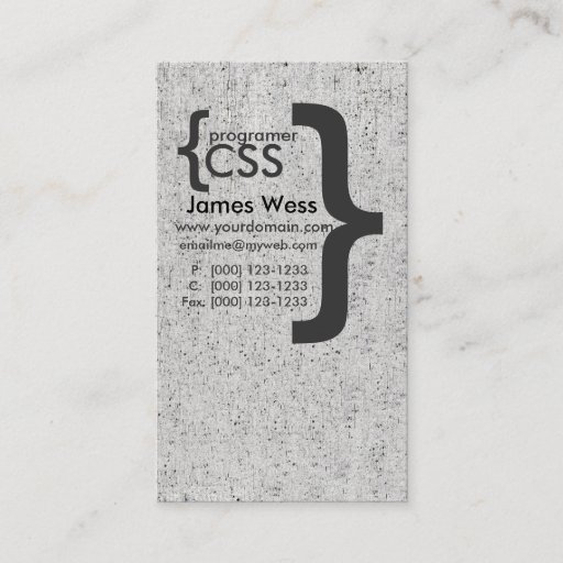 Customizable Web Designer CSS Programmer Computer Developer Business Card Template