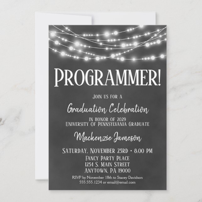 Computer Programmer Graduation Party Invitation (Front)