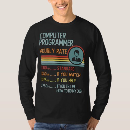 Computer Programmer Hourly Rate T_Shirt Retro Job 