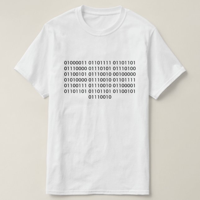 Computer Programmer in Binary Code T-Shirt (Design Front)