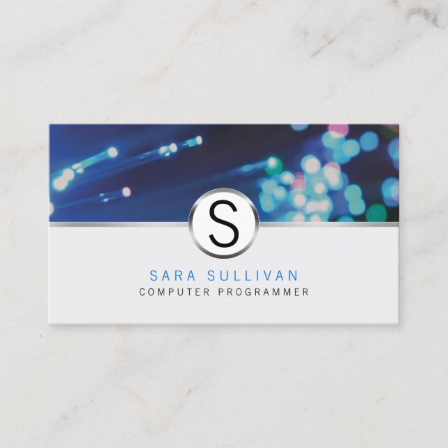 Computer Programmer IT Skills Fibre Optic Lights Business Card (Front)