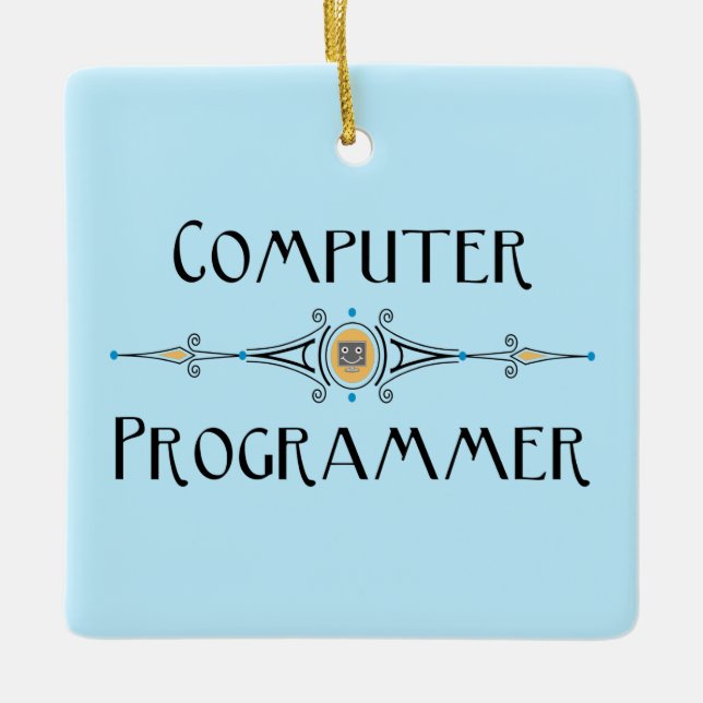 Computer Programmer Line Ceramic Ornament (Front)