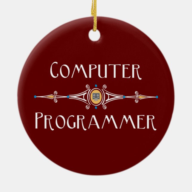 Computer Programmer Line Ceramic Ornament (Back)