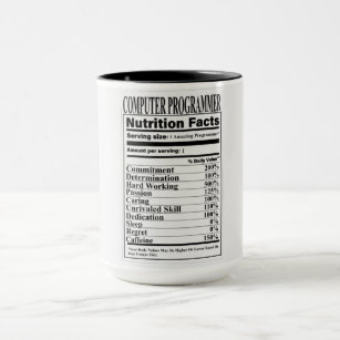 Computer Programmer Nutrition Facts Mug