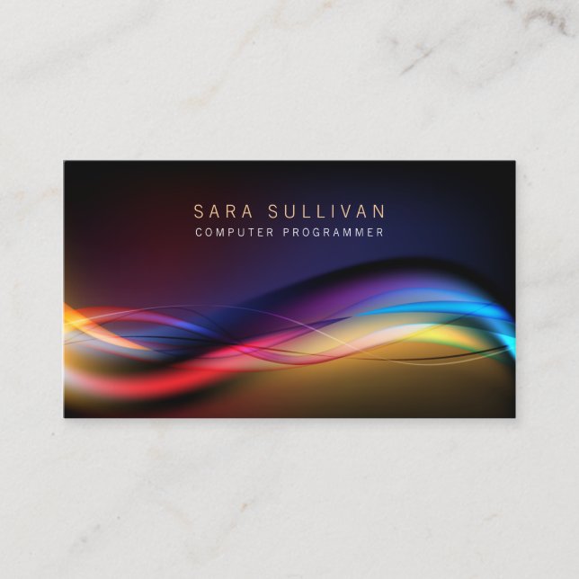 Computer Programmer Technical Skills Light Streams Business Card (Front)
