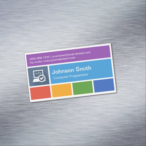 Computer Programming Teacher _ Modern Metro Style Magnetic Business Card