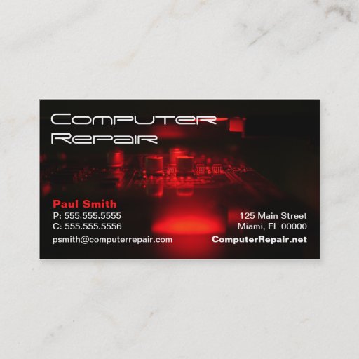 Customizable Computer Repair Business Card