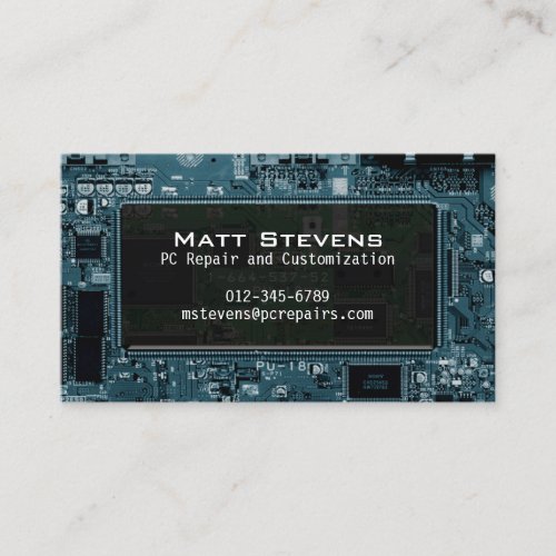 Computer Repair Business Card Circuits Window