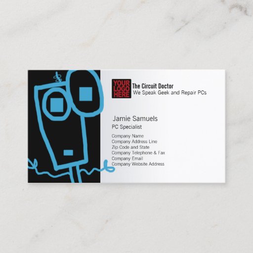 Customizable Computer Repair Business Card Cool Robot Geek