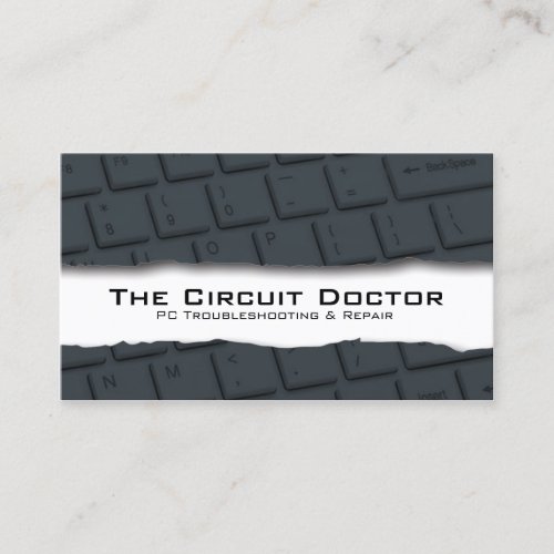 Computer Repair Business Card Keyboard Tearaway
