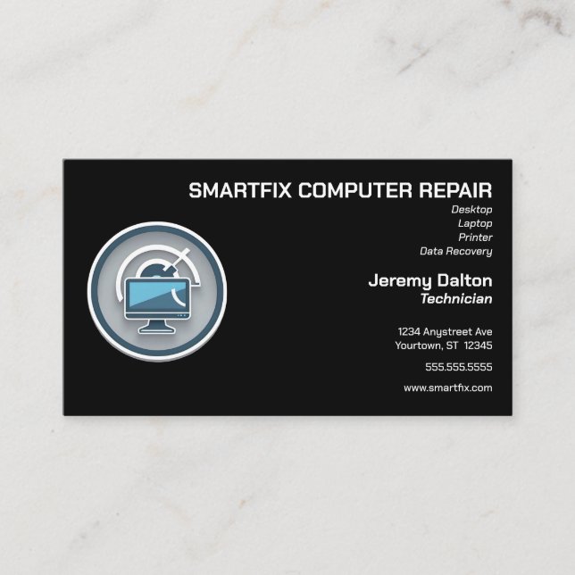 Computer Repair Data Recovery Computer Builder  Business Card (Front)