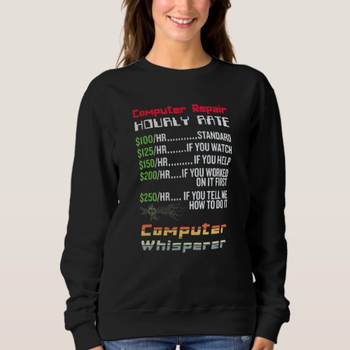 Computer Repair Hourly Rate Equipment Programmer O Sweatshirt