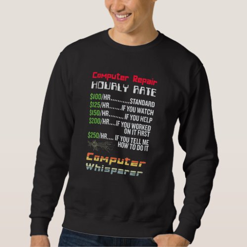 Computer Repair Hourly Rate Equipment Programmer O Sweatshirt