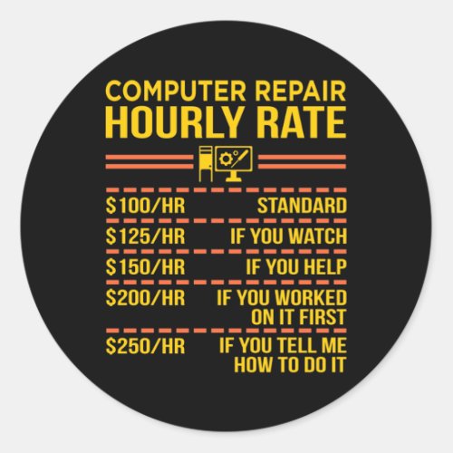 Computer Repair IT Tech Software Programmer Geek Classic Round Sticker