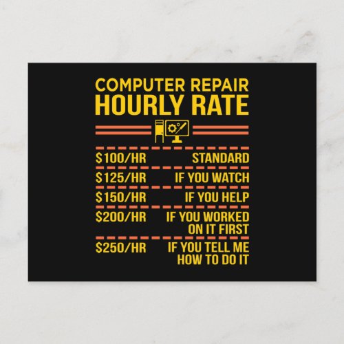 Computer Repair IT Tech Software Programmer Geek Invitation Postcard