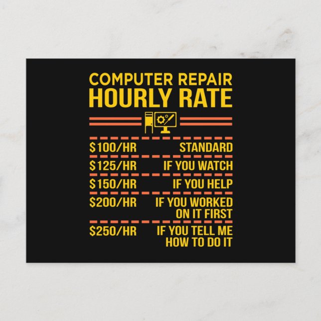 Computer Repair IT Tech Software Programmer Geek Invitation Postcard (Front)