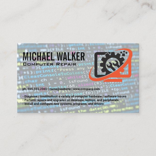 Computer Repair Logo | Technician | Blue Collar Business Card (Front)