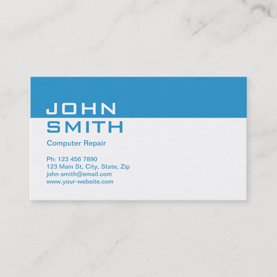 Computer Repair Modern Professional Plain Simple Business Card | Zazzle