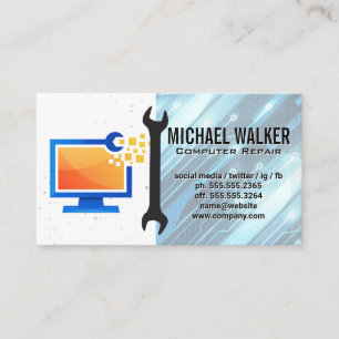 Computer Repair Modern Technician Wrench Business Card