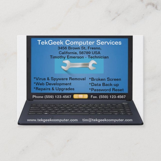 Computer Repair & Services Business Card (Front)