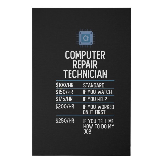 computer repair technician funny gift present idea faux canvas print (Front)