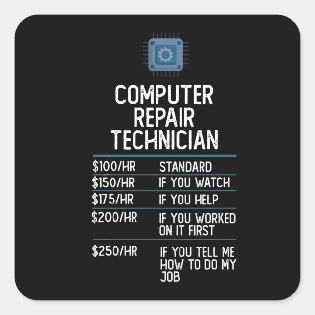 computer repair technician funny gift present idea square sticker (Front)