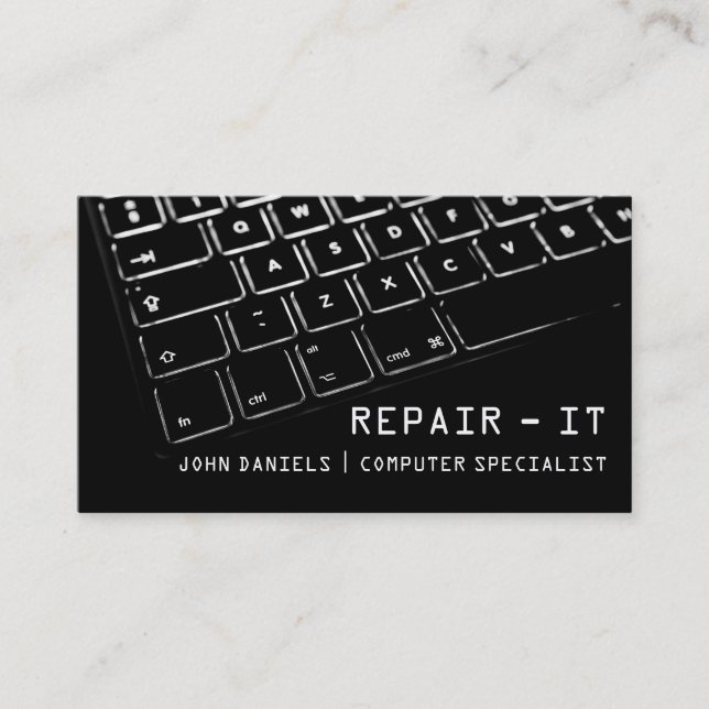 Computer Repair Technician Mac Laptop Service Business Card (Front)