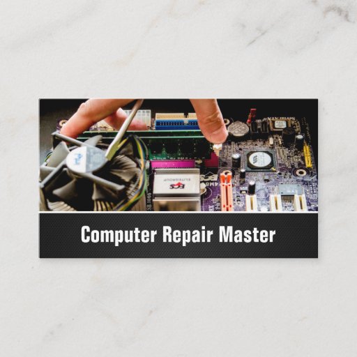 Customizable Computer Repair Technician PC Motherboard Photo Business Cards