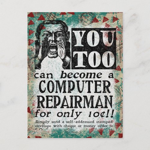 Computer Repairman _ Funny Vintage Retro Postcard