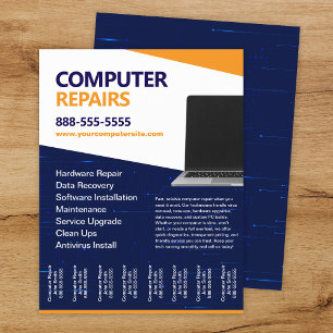 Computer Repairs with Tear Offs Flyer Template