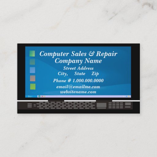 Customizable Computer Sales &amp; Repair Business Card Template
