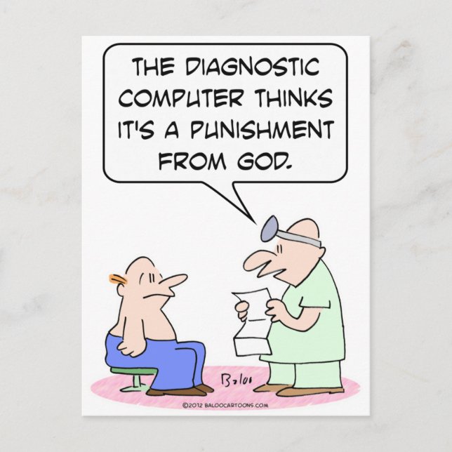 Computer says disease is God's punishment. Postcard (Front)