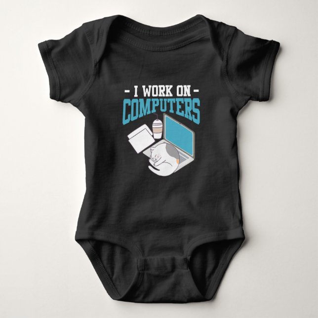 Computer Science Cat Gaming Nerd Kitten Programmer Baby Bodysuit (Front)