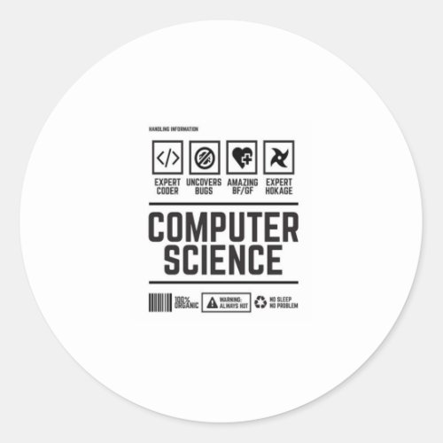 computer science classic round sticker