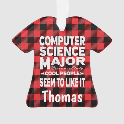 Computer Science College Major People Red Plaid Ornament