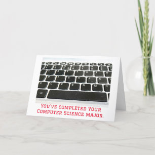 Computer Science Degree with Keyboard Congrats Letterpress Thank You Card