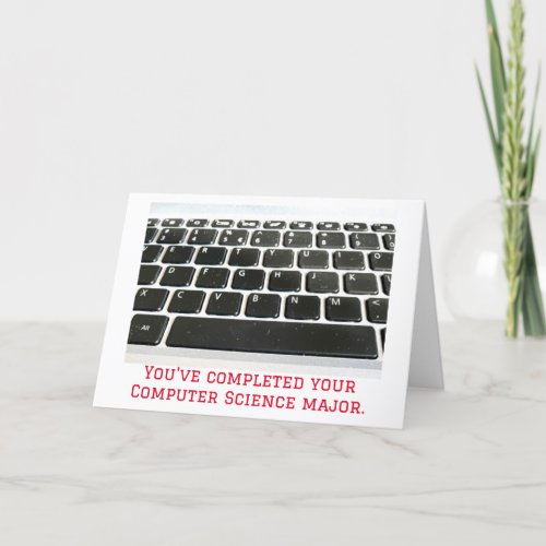 Computer Science Degree with Keyboard Congrats Thank You Card