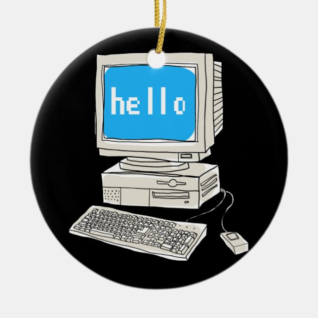 Computer Science Desktop Scientist T-Shirt Ceramic Ornament (Front)