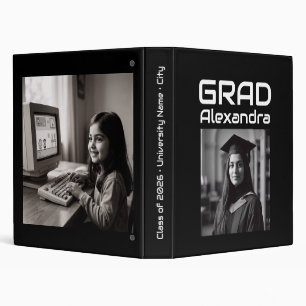 Computer Science Graduate Photo Album Black White 3 Ring Binder