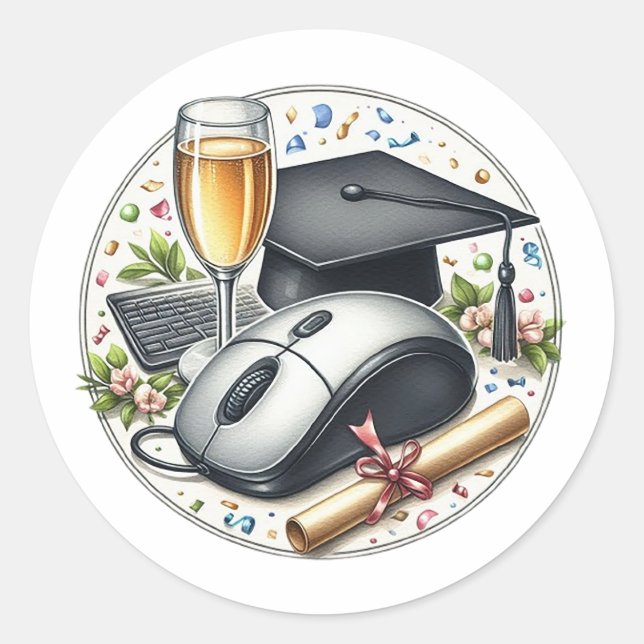 Computer Science & Information Technology Graduate Classic Round Sticker (Front)