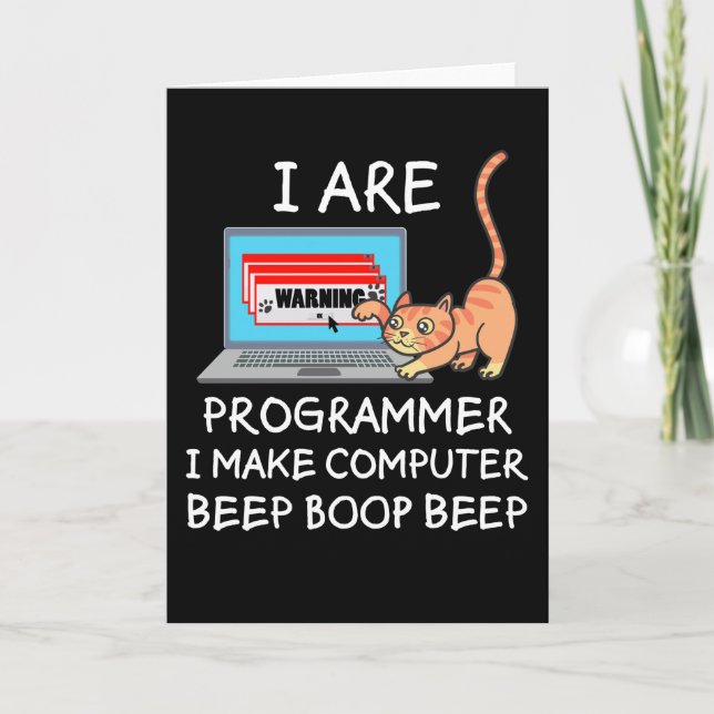 Computer Science IT Computer Cat Funny Saying Gift Card (Front)